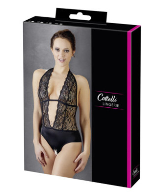 Body en dentelle noire, ouvert à l'entrejambe 